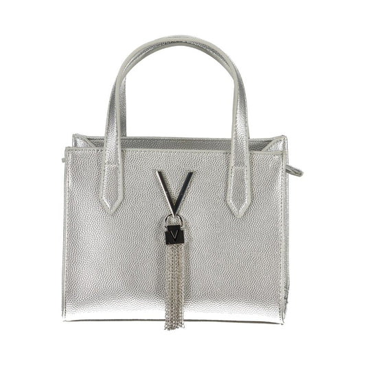 Mario Valentino Gray Vegan Leather Handbag with Shoulder Strap