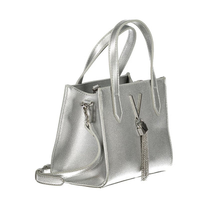 Mario Valentino Gray Vegan Leather Handbag with Shoulder Strap