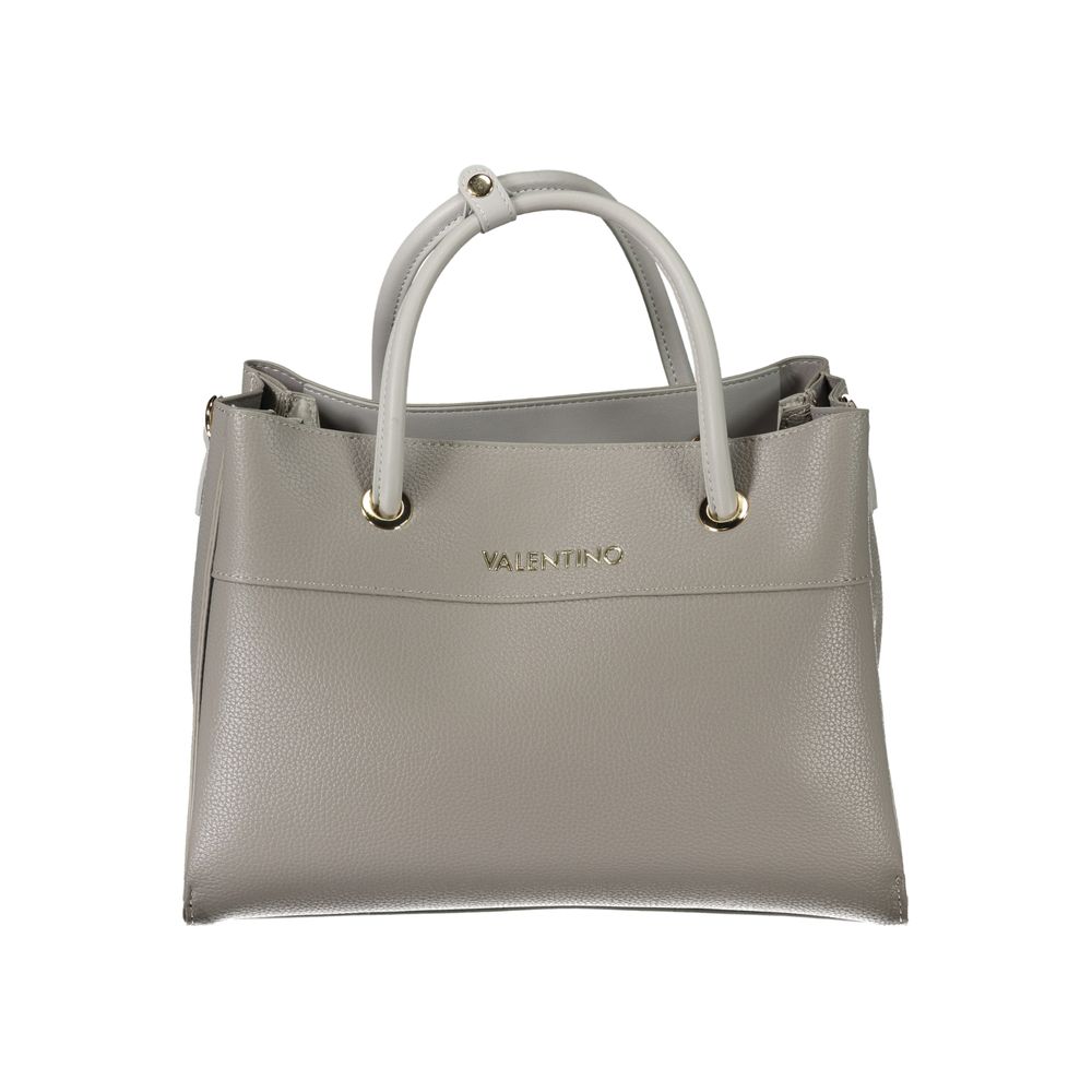 Mario Valentino Gray Faux Leather Handbag with Shoulder Strap