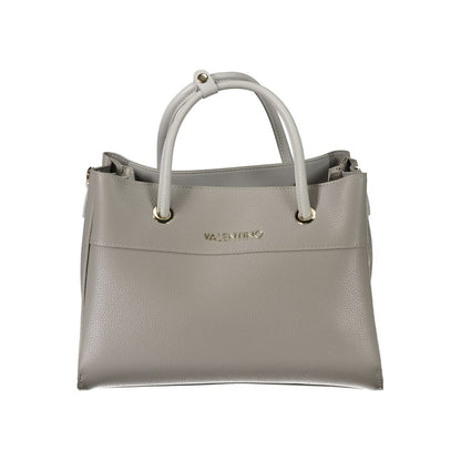 Mario Valentino Gray Faux Leather Handbag with Shoulder Strap