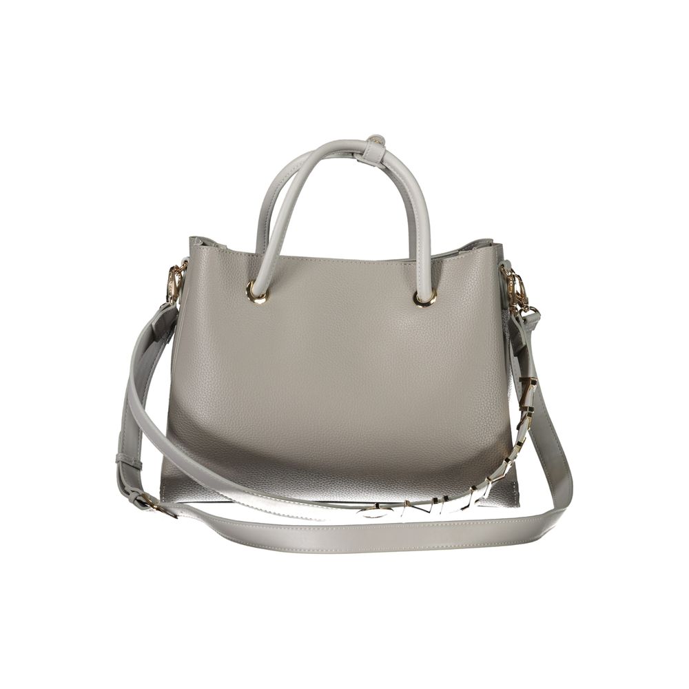 Mario Valentino Gray Faux Leather Handbag with Shoulder Strap