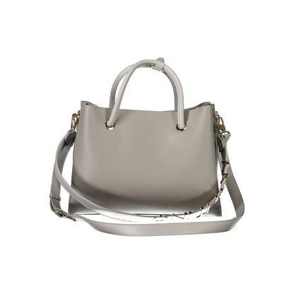 Mario Valentino Gray Faux Leather Handbag with Shoulder Strap