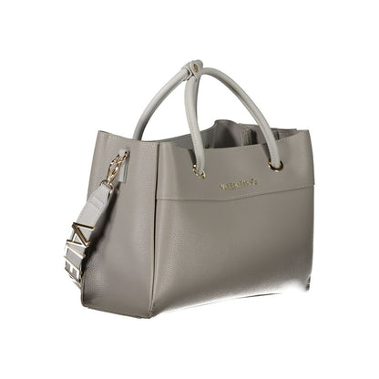 Mario Valentino Gray Faux Leather Handbag with Shoulder Strap