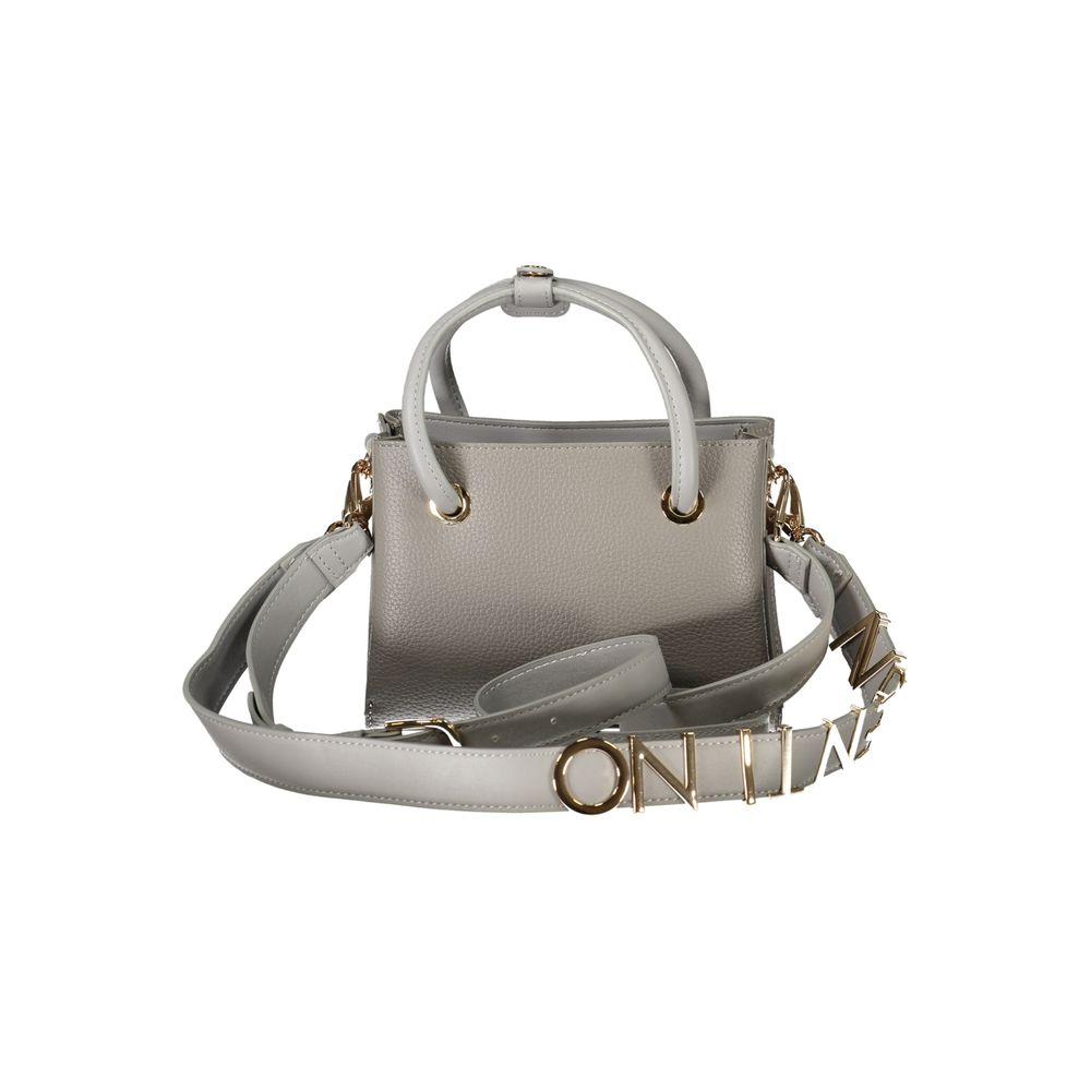Mario Valentino Gray Faux Leather Handbag with Shoulder Straps