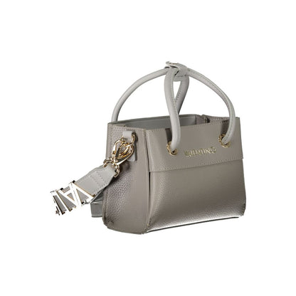 Mario Valentino Gray Faux Leather Handbag with Shoulder Straps