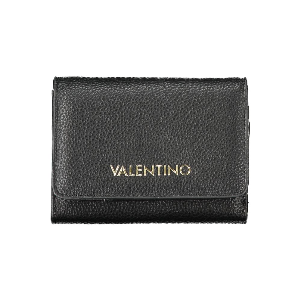 Mario Valentino Black Faux Leather Wallet with Automatic Closure