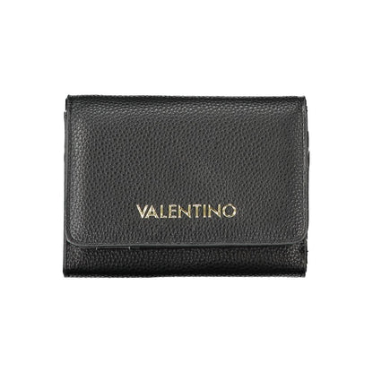 Mario Valentino Black Faux Leather Wallet with Automatic Closure