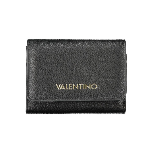 Mario Valentino Black Faux Leather Wallet with Automatic Closure