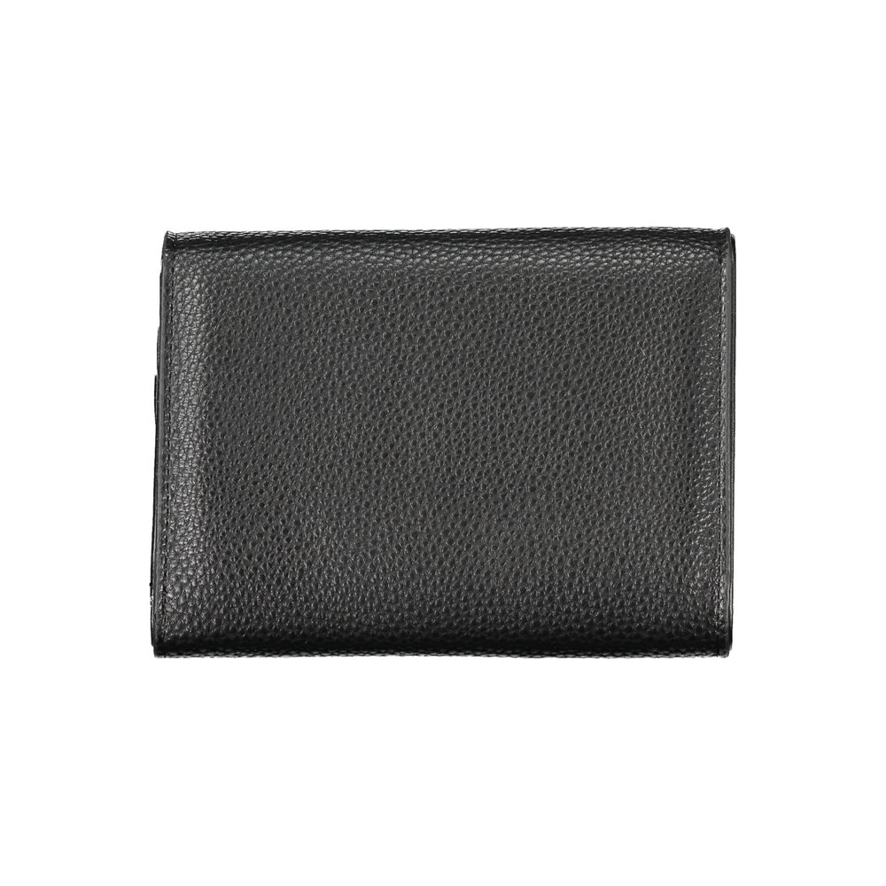 Mario Valentino Black Faux Leather Wallet with Automatic Closure