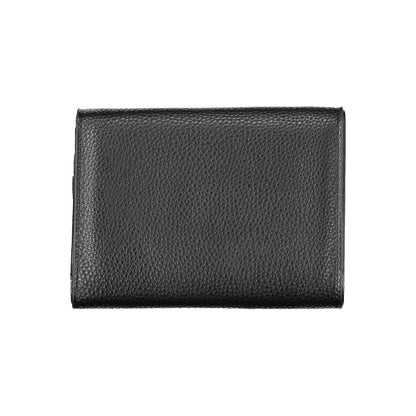 Mario Valentino Black Faux Leather Wallet with Automatic Closure