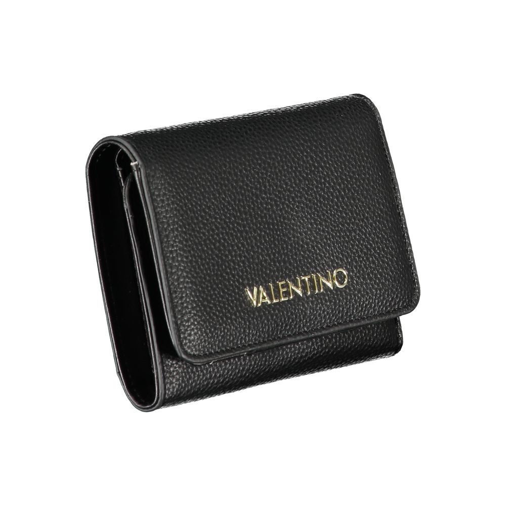 Mario Valentino Black Faux Leather Wallet with Automatic Closure