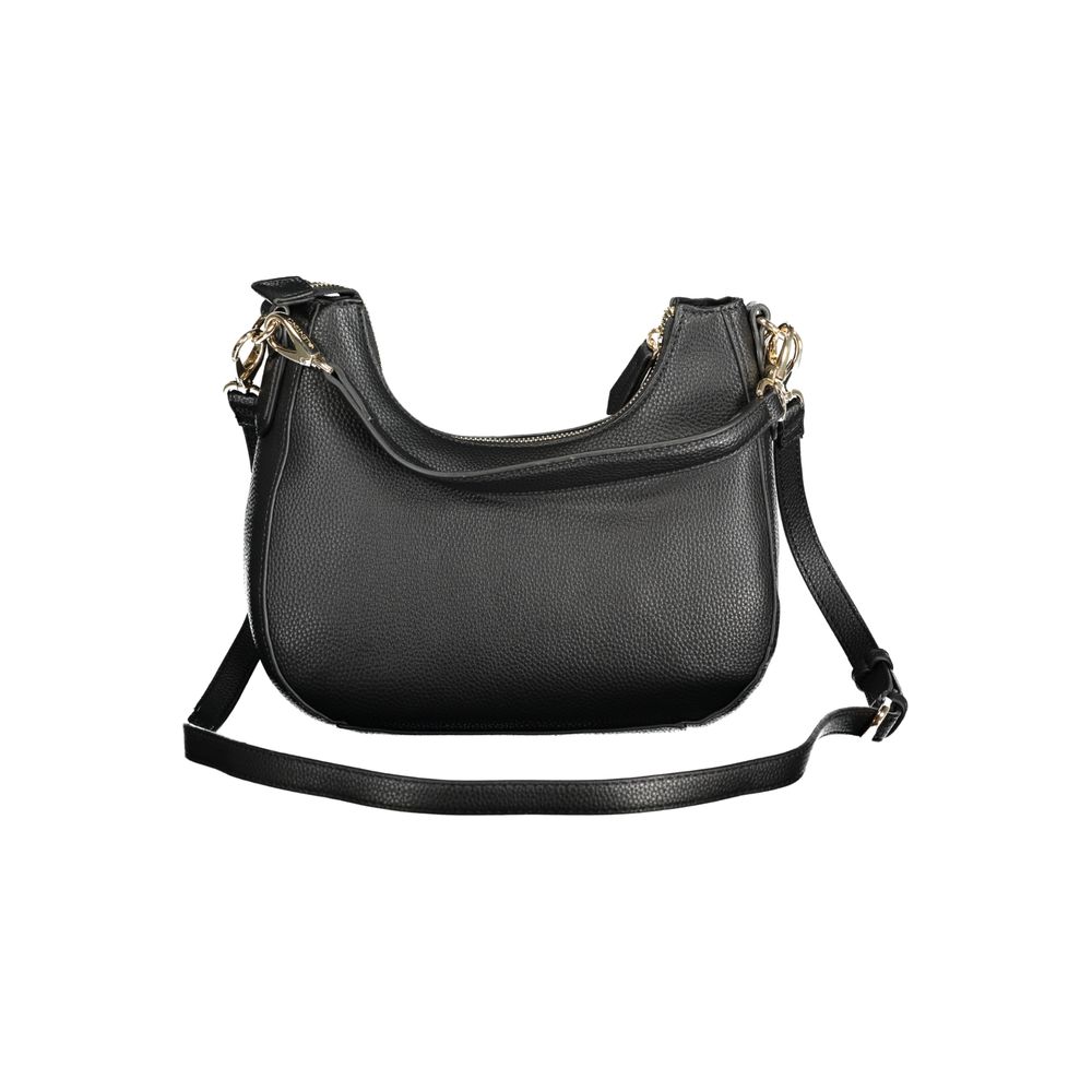 Mario Valentino Black Vegan Leather Handbag with Shoulder Strap