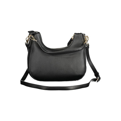 Mario Valentino Black Vegan Leather Handbag with Shoulder Strap