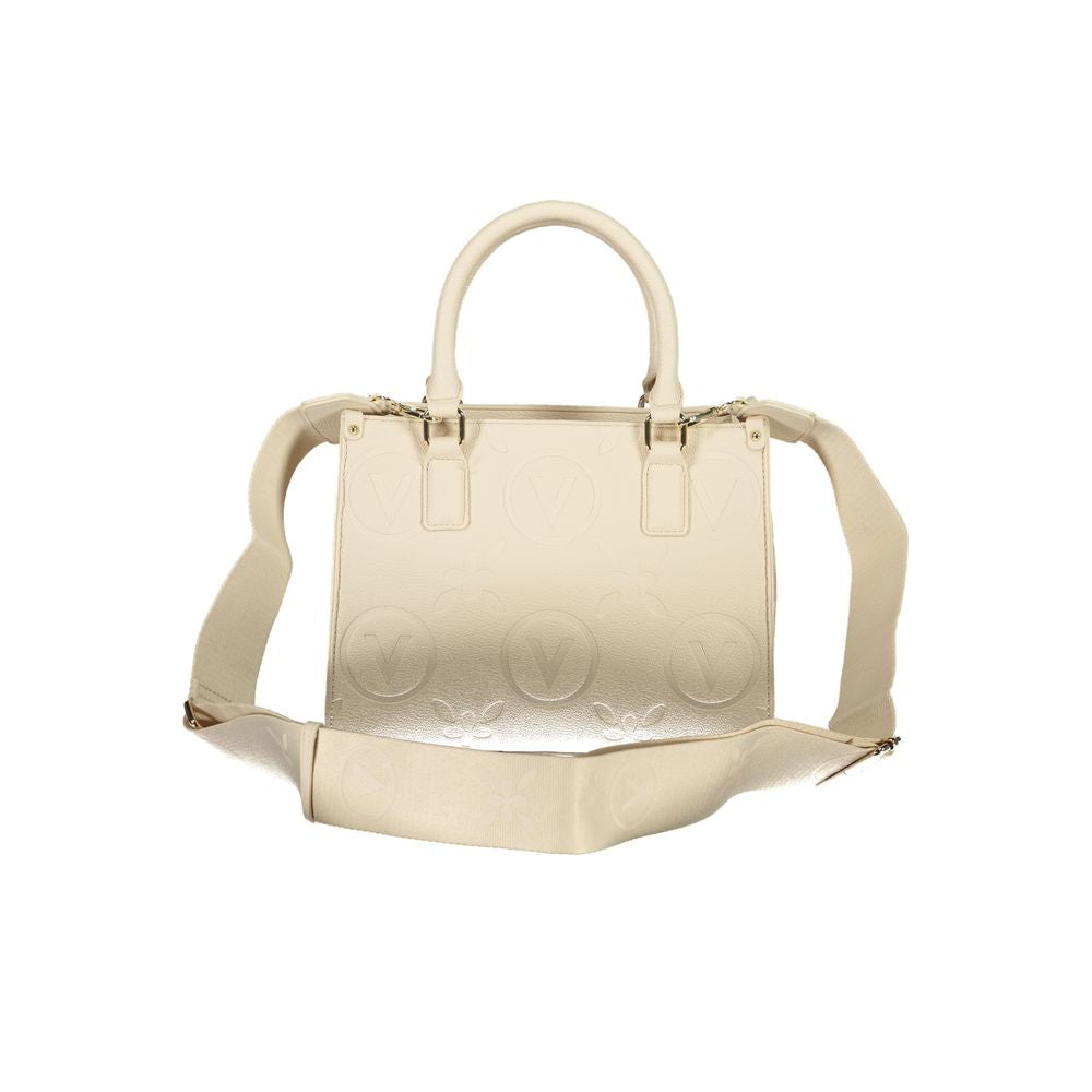 Mario Valentino Beige Faux Leather Handbag with Shoulder Straps