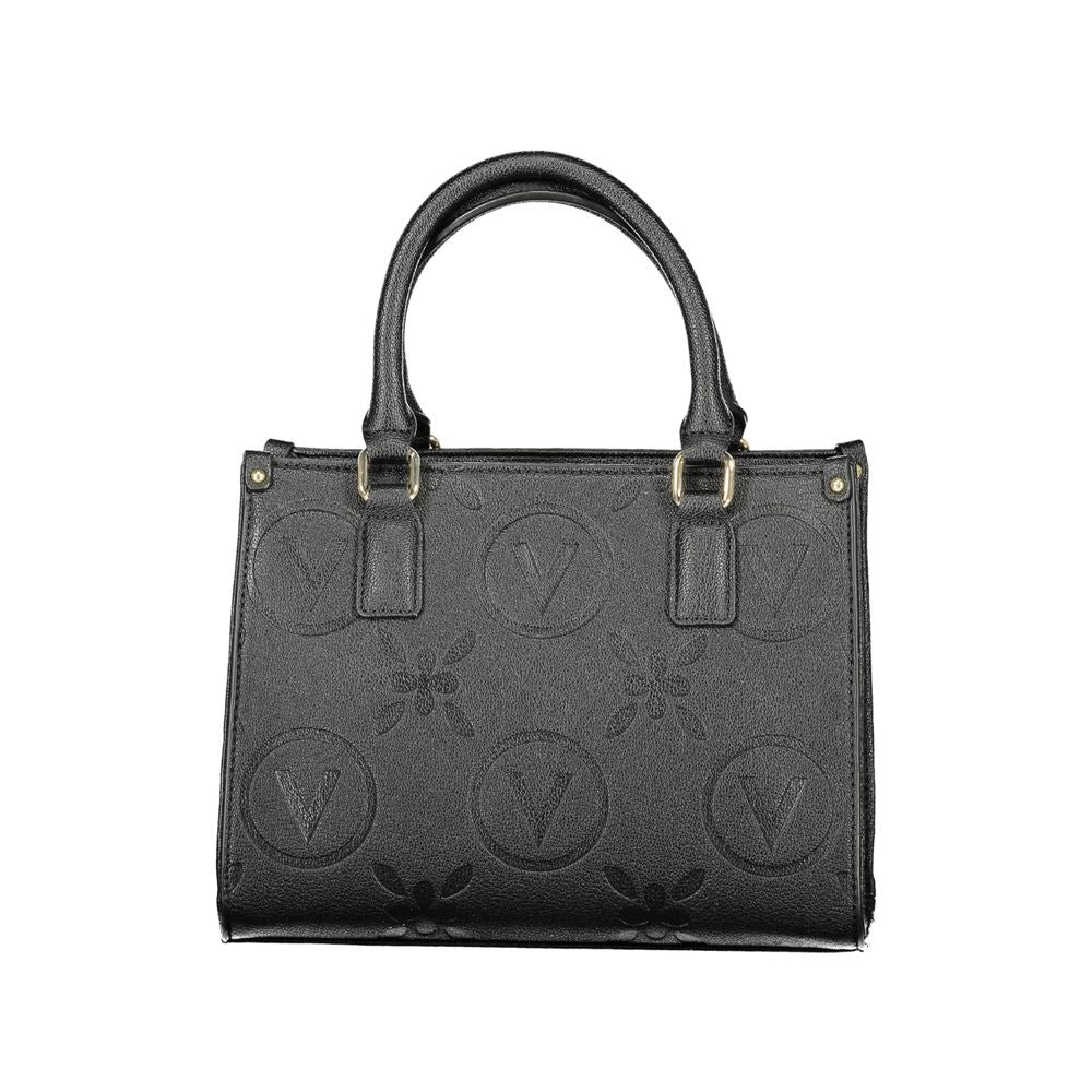 Mario Valentino Black Faux Leather Handbag with Shoulder Straps