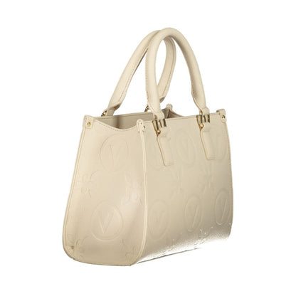 Mario Valentino Beige Faux Leather Handbag with Shoulder Straps