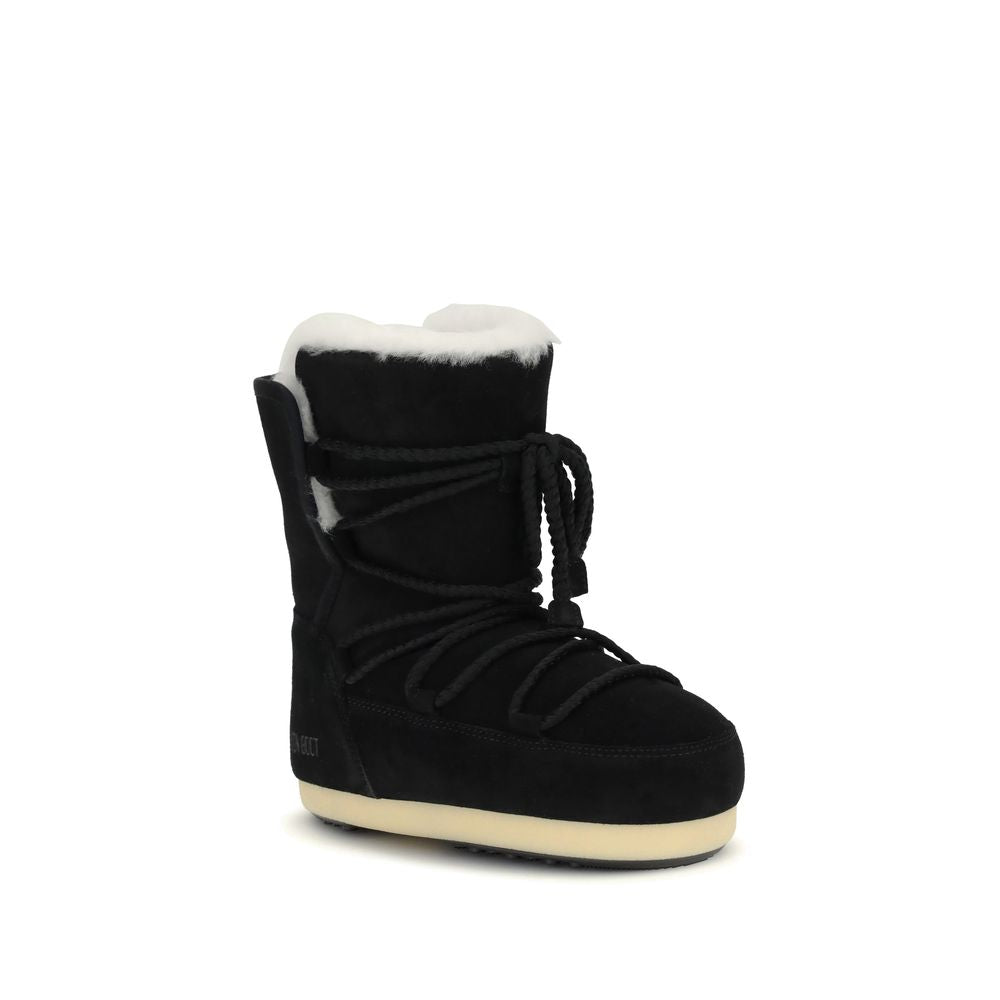 Moon Boot Black Leather Ankle Boots - Ultimate Stylish Warmth