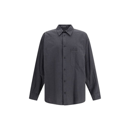 Balenciaga Black Wool Pattern Shirt - Oversized Checked Elegance