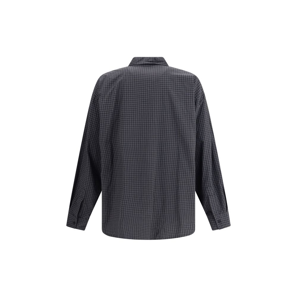 Balenciaga Black Wool Pattern Shirt - Oversized Checked Elegance