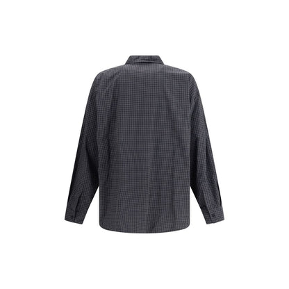 Balenciaga Black Wool Pattern Shirt - Oversized Checked Elegance