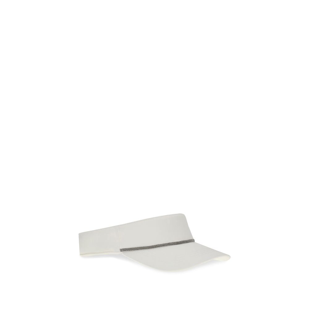 Brunello Cucinelli White Polyester Baseball Cap with Shiny Band