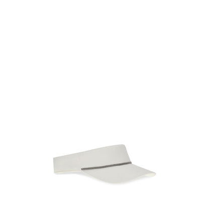 Brunello Cucinelli White Polyester Baseball Cap with Shiny Band