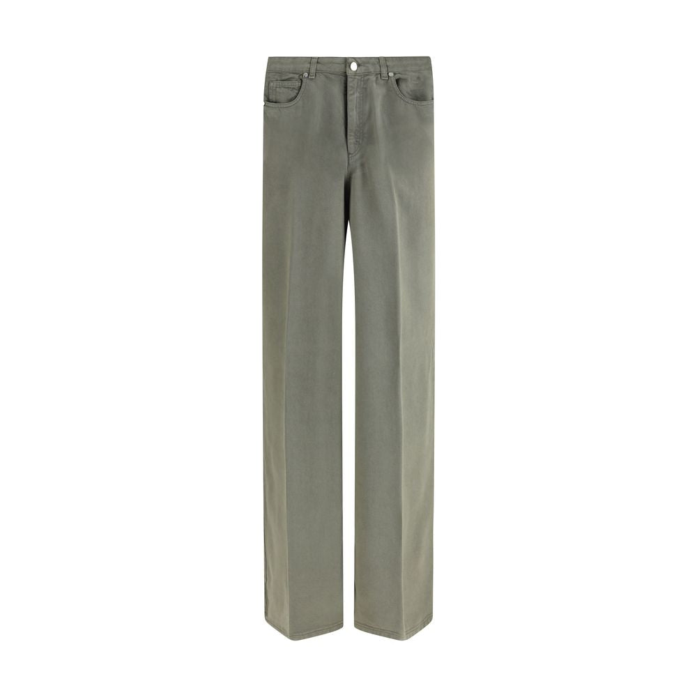 Cruna Five Pockets Green Wide Leg Jeans