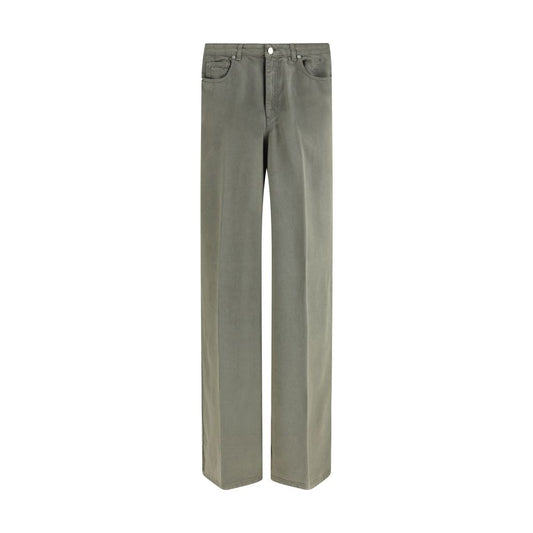 Cruna Five Pockets Green Wide Leg Jeans