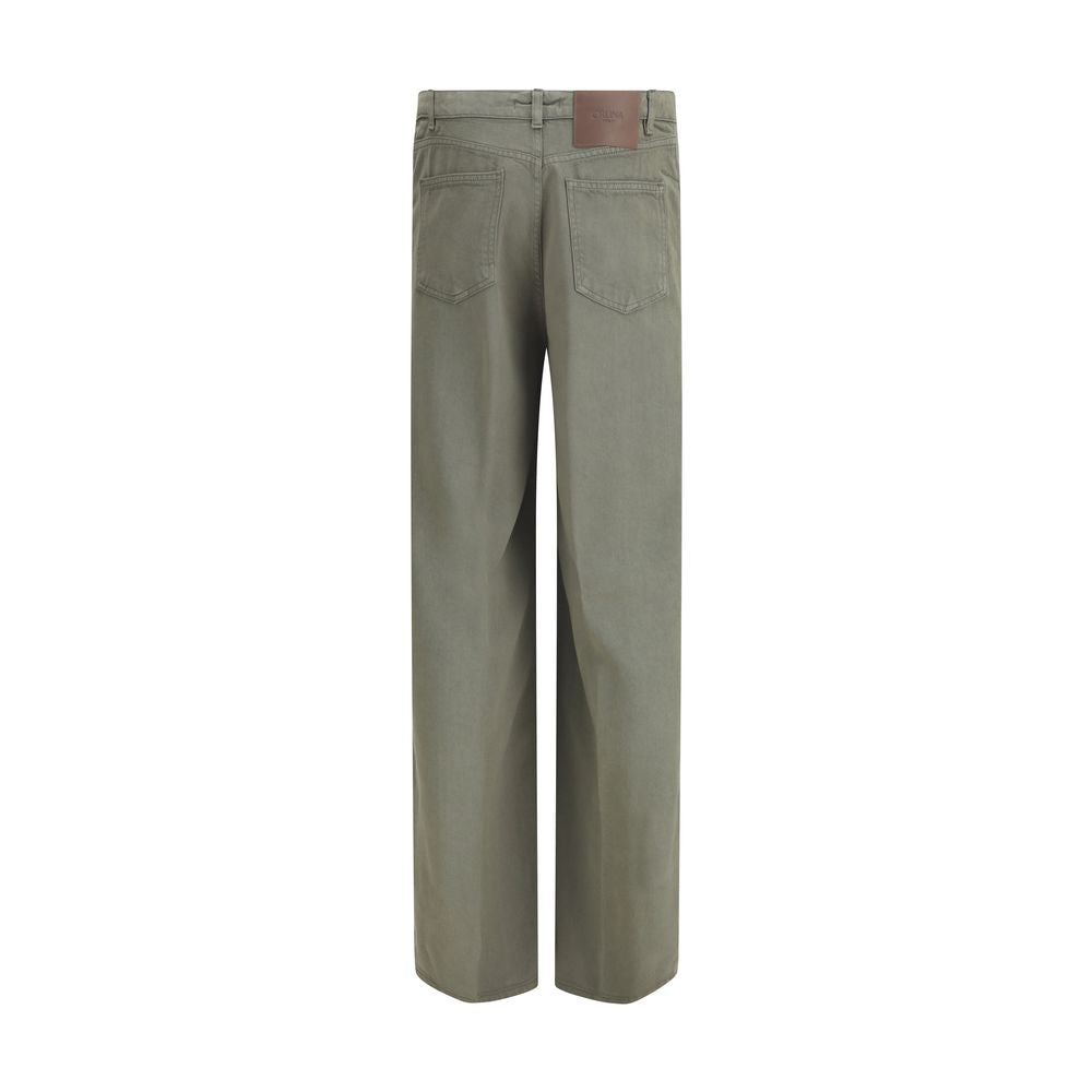 Cruna Five Pockets Green Wide Leg Jeans