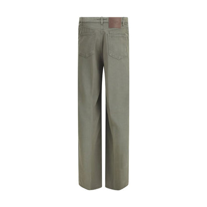 Cruna Five Pockets Green Wide Leg Jeans