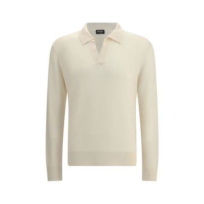 ZEGNA White Cashmere Polo Shirt