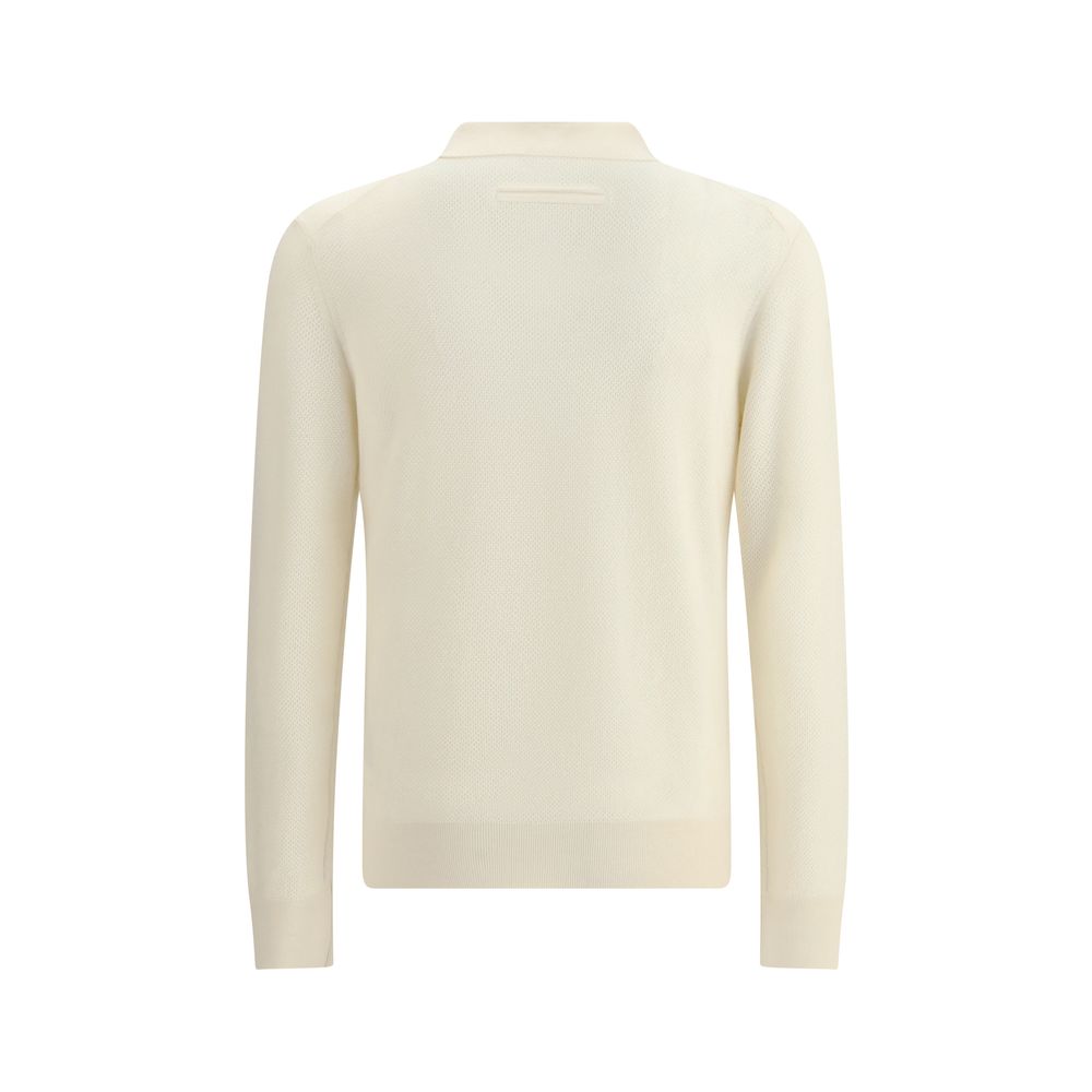 ZEGNA White Cashmere Polo Shirt