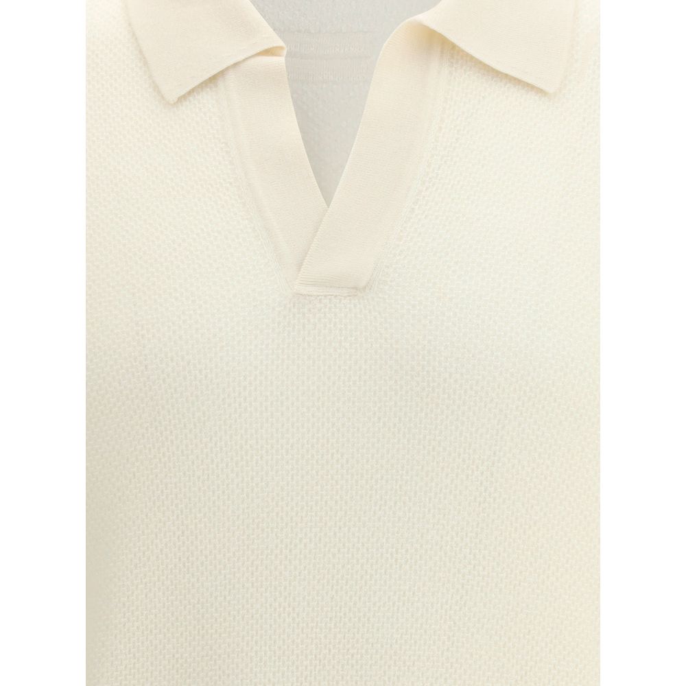 ZEGNA White Cashmere Polo Shirt