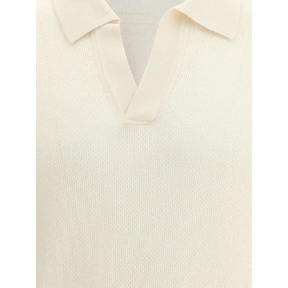 ZEGNA White Cashmere Polo Shirt