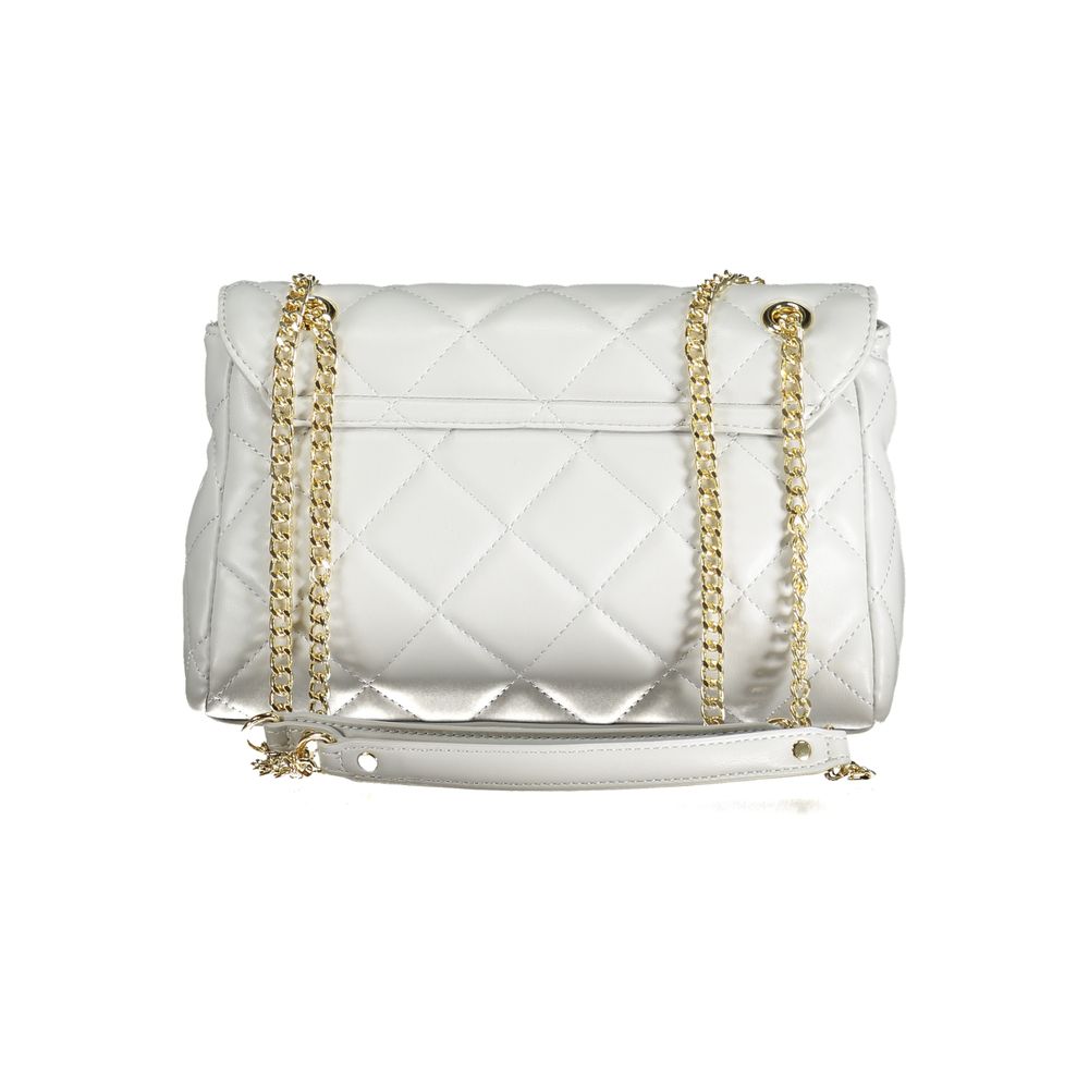 Mario Valentino Gray Faux Leather Handbag with Chain Handles