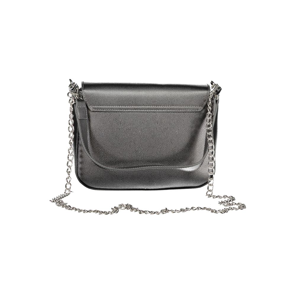 Mario Valentino Grey Faux Leather Handbag with Chain Shoulder Strap