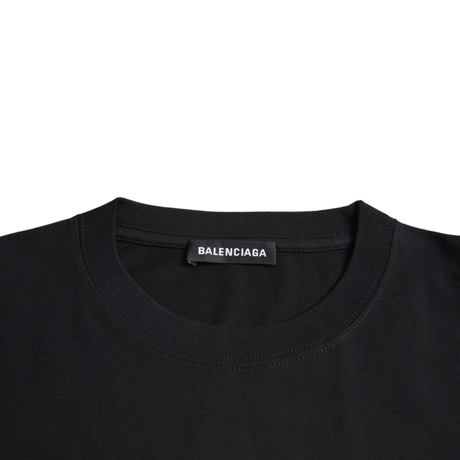 Balenciaga Black Cotton Logo Print Crew Neck Short Sleeves T-shirt
