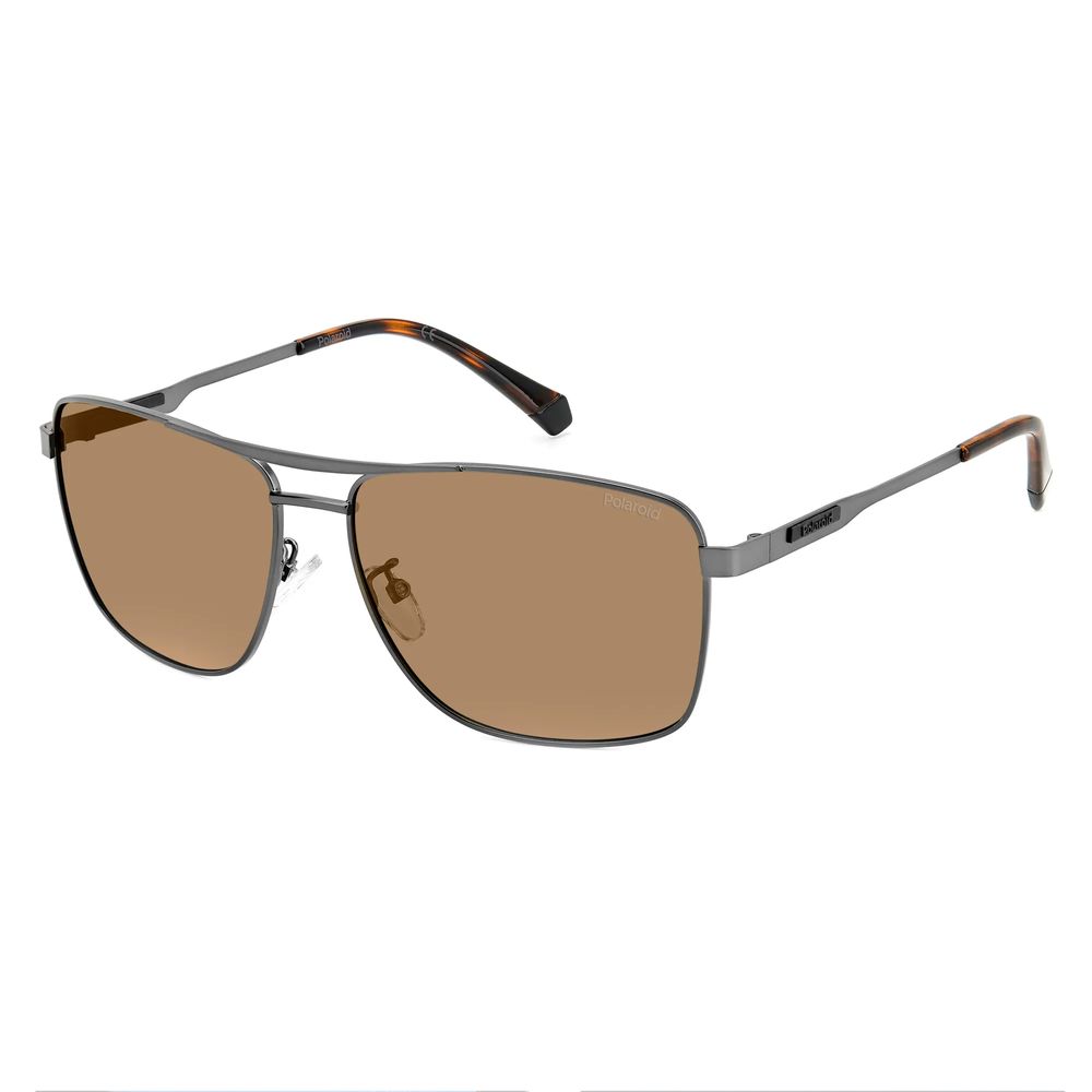 Polaroid Men's Sunglasses – Grey Stainless Steel Frame, Brown Polarized Lenses