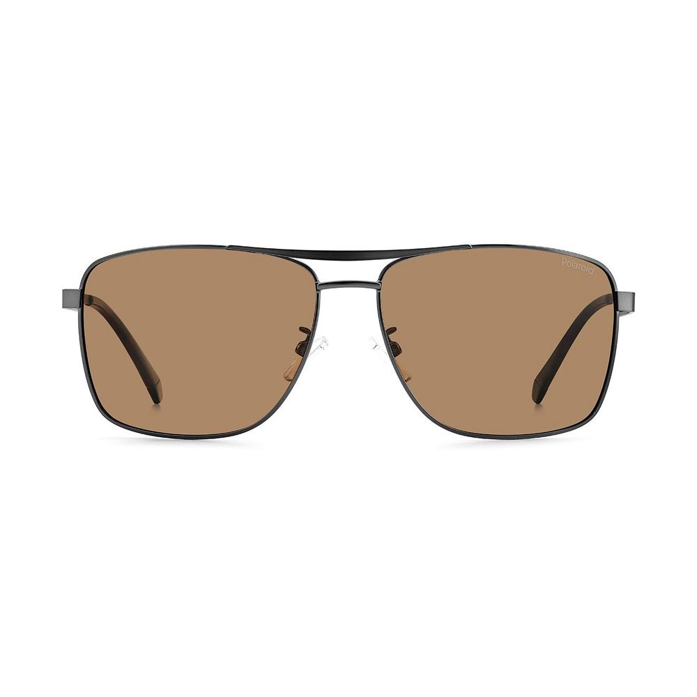 Polaroid Men's Sunglasses – Grey Stainless Steel Frame, Brown Polarized Lenses