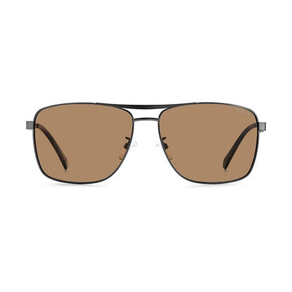 Polaroid Men's Sunglasses – Grey Stainless Steel Frame, Brown Polarized Lenses
