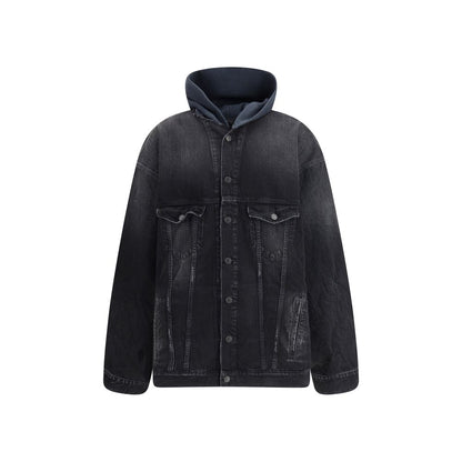 Balenciaga Black Cotton Denim Layered Jacket