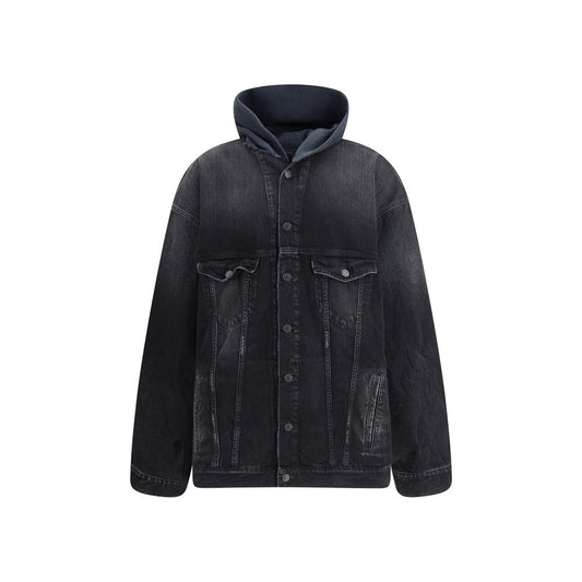 Balenciaga Black Cotton Denim Layered Jacket