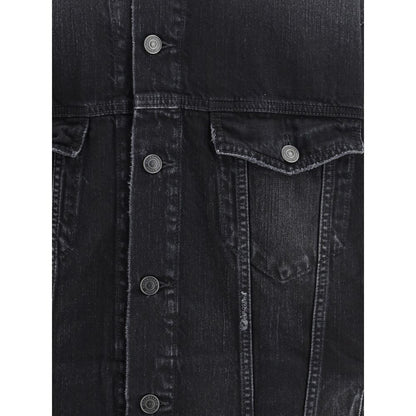 Balenciaga Black Cotton Denim Layered Jacket