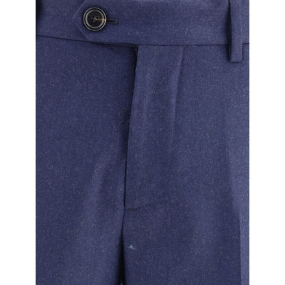 Brunello Cucinelli Blue Fleece Wool Pants – Luxurious Comfort Redefined