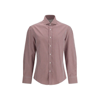 Brunello Cucinelli Red Cotton Pattern Shirt