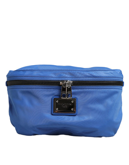 Dolce & Gabbana Blue Logo Plaque Nylon Waist Fanny Pack