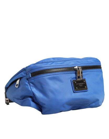 Dolce & Gabbana Blue Logo Plaque Nylon Waist Fanny Pack