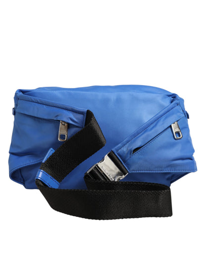 Dolce & Gabbana Blue Logo Plaque Nylon Waist Fanny Pack