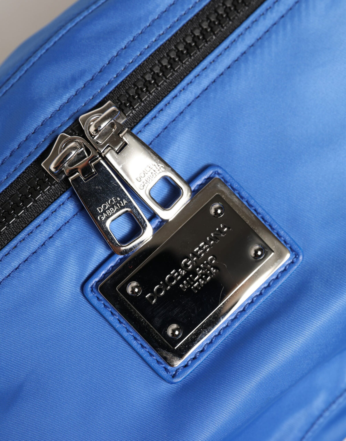 Dolce & Gabbana Blue Logo Plaque Nylon Waist Fanny Pack