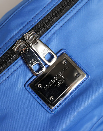 Dolce & Gabbana Blue Logo Plaque Nylon Waist Fanny Pack